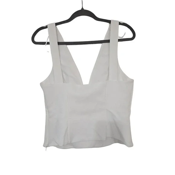 Zara Jeweled Bow Deep V Sleeveless Top White Size M NWOT - Picture 3 of 13